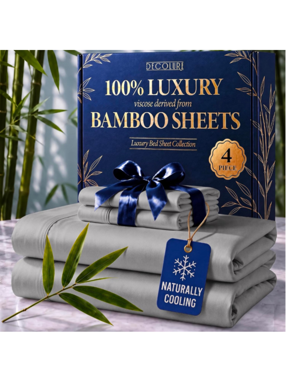 100% Viscose from Bamboo Sheets Full Size | 4 Pc Cooling Bed Set